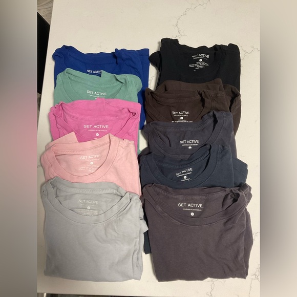 SET Active Tops - 10 Set Active LA Crop T-Shirts Size M